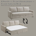 Leira - Linen Pull Out Sleeper Sofa - Beige
