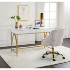 Lightmane - Writing Desk (Same Ac00900) - White High Gloss & Gold