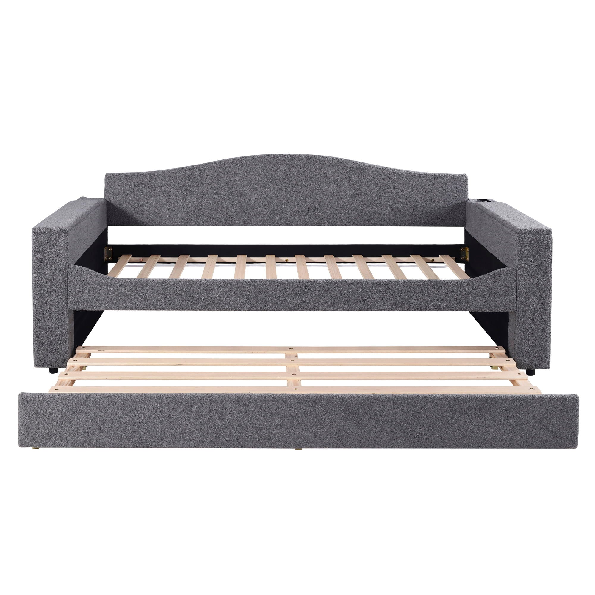 Upholstered Daybed With Storage Armrests, Trundle And Latest Integrated tooth Audio System