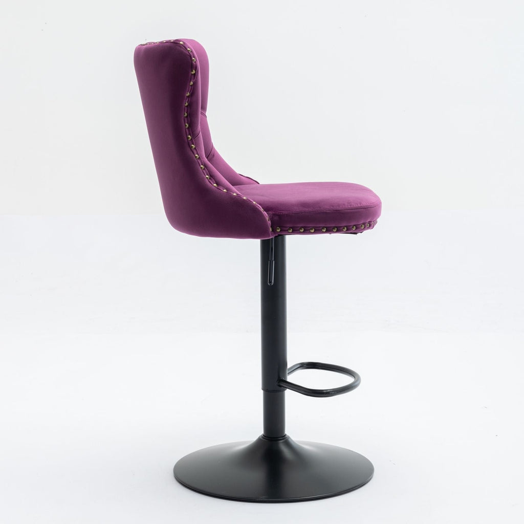 Swivel Barstools Adjusatble Seat Height, Modern Upholstered Bar Stools With Backs Comfortable Tufted For Home Pub And Kitchen Island (Set of 2)