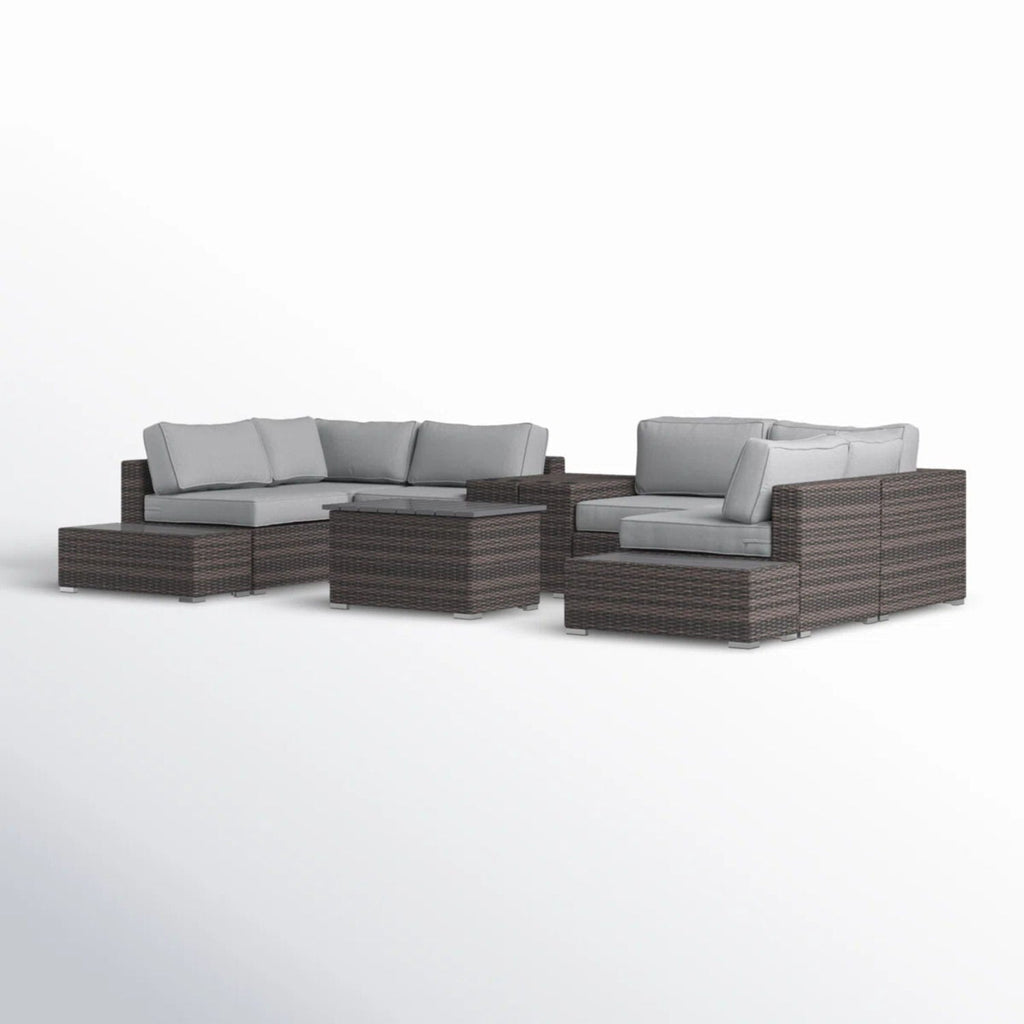 Wicker Sectional Seating Group With Cushions