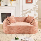 Curved 2 Person Compress Sofa With Armrests, Includes Pillows