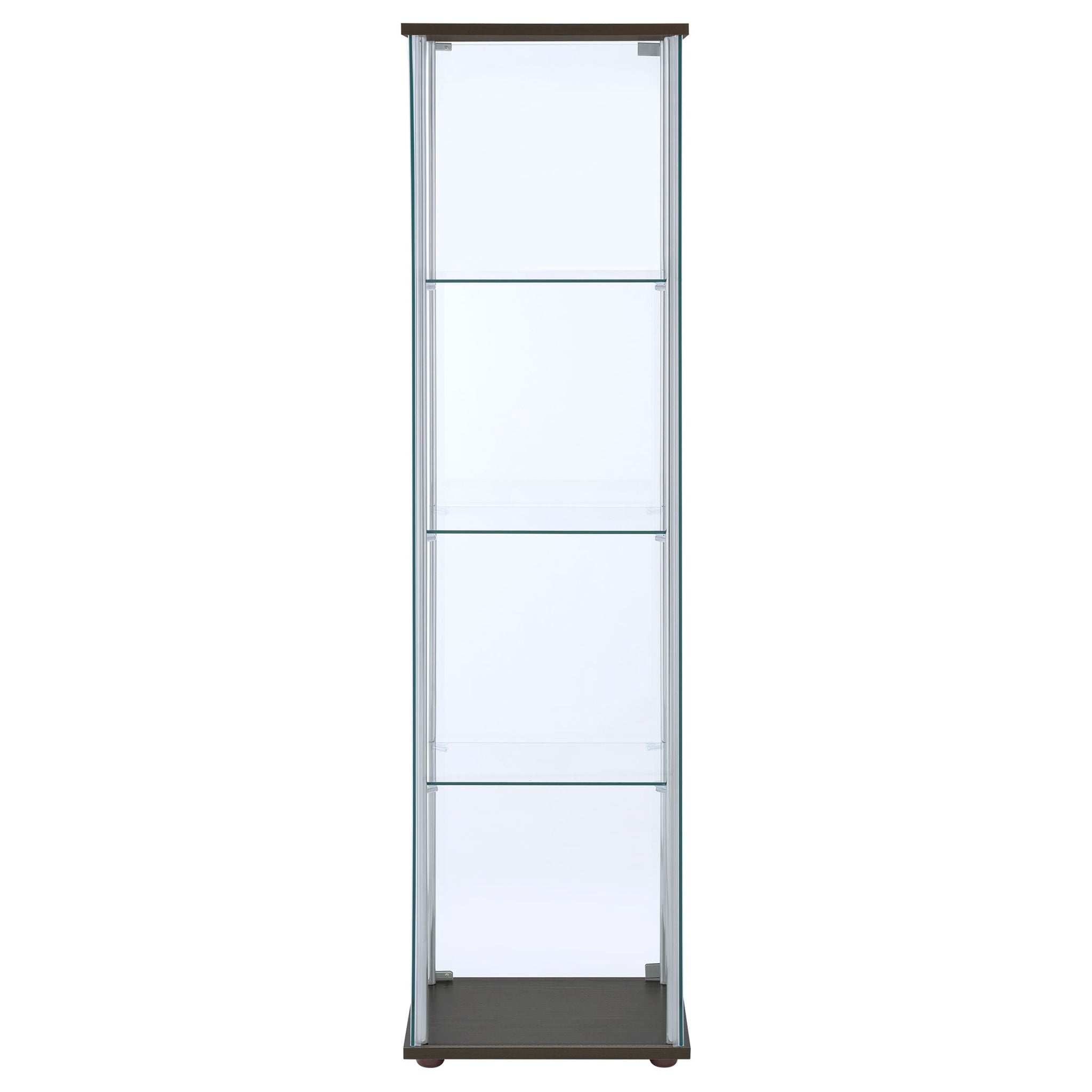 Bellatrix 3-shelf Clear Glass Curio Cabinet Cappuccino