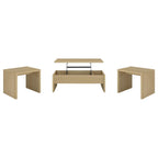 Canoga 3-piece Lift Top Cocktail Coffee Table Set Light Oak