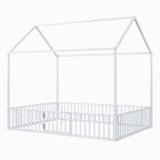 Metal House Bed With Fence And Door