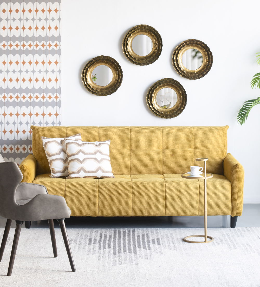 Round Wall Mirror With Metal Frame, Accent Mirror For Living Room - Gold