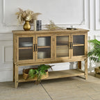 Rectangle Accent Sideboard Cabinet With Storage Shelf, Cabinet For Kitchen - Natural Wood
