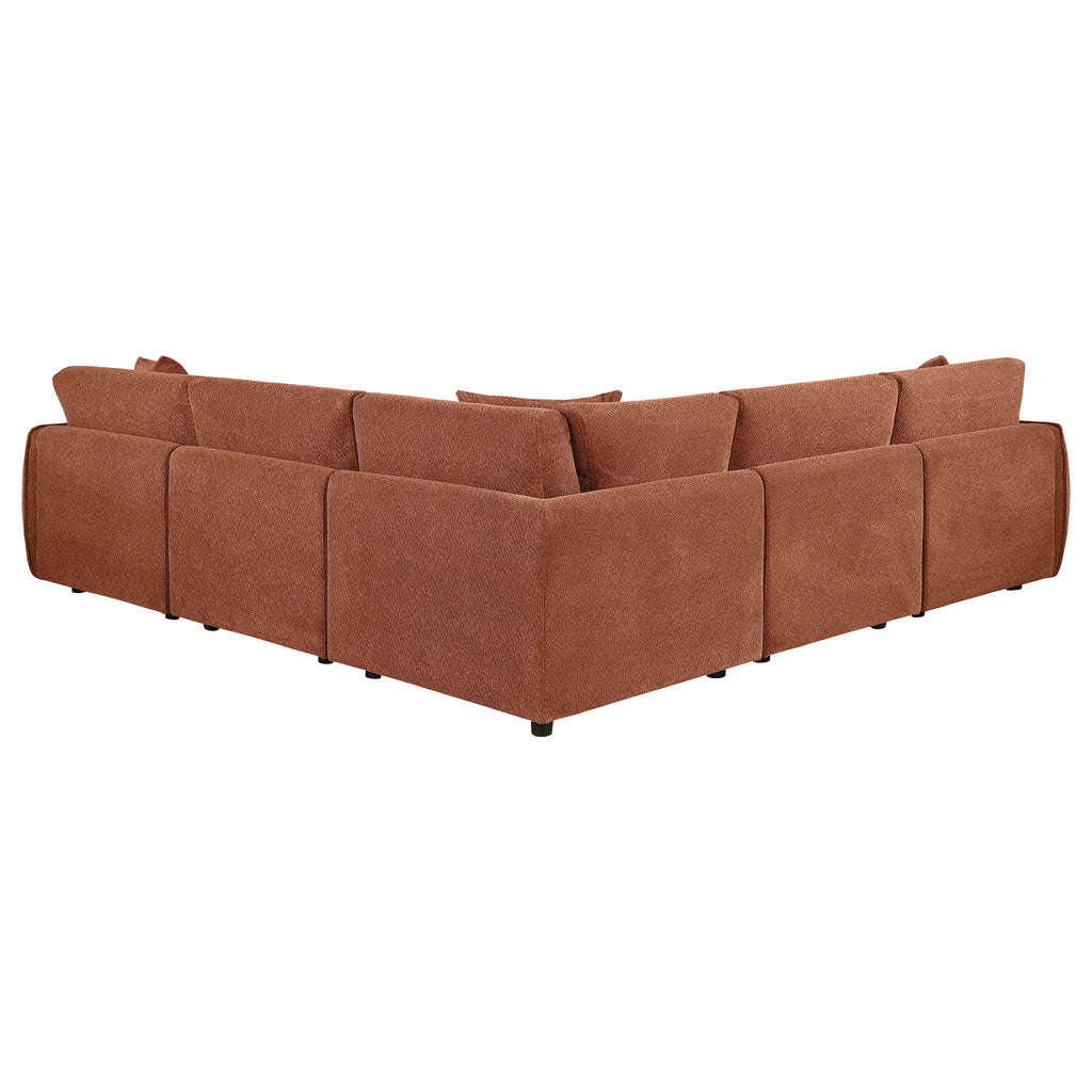 Elysia 5-piece Chenille Upholstered Modular Sectional Sofa Coral