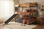 Full Size House Loft Bed With Slide And Ladder - Black