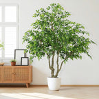 Artificial Banyan Tree With A Trunk And Lifelike Leaves, For Indoor And Outdoor Use - Green