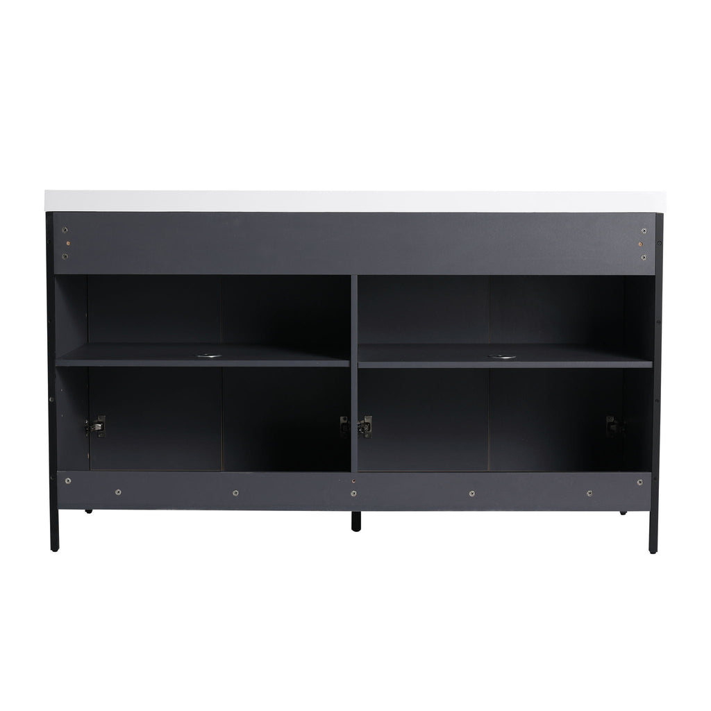 Contemporary Freestanding Bathroom Vanity With Adjustable Shelves