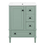 Bathroom Vanity With Integrated Basin, Soft Close Drawers, Door Mounted Double Layer Shelf