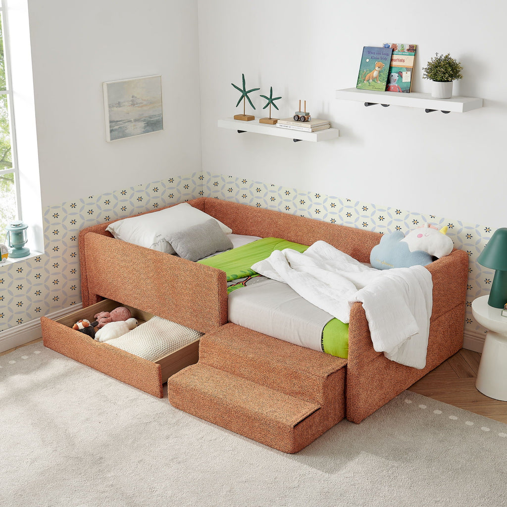 Safe Kids Bed With Guardrails And Storage