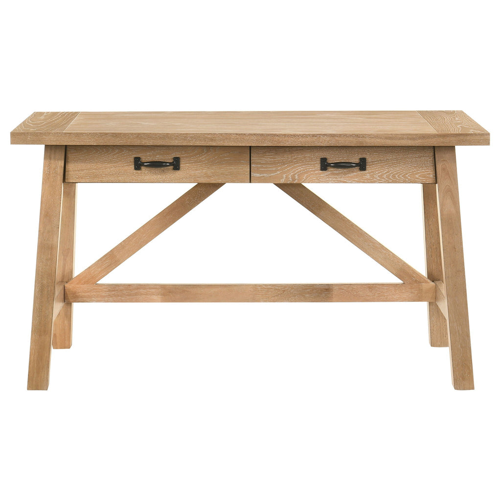 Fabian 54-inch 2-drawer Computer Writing Desk Distressed Light Brown