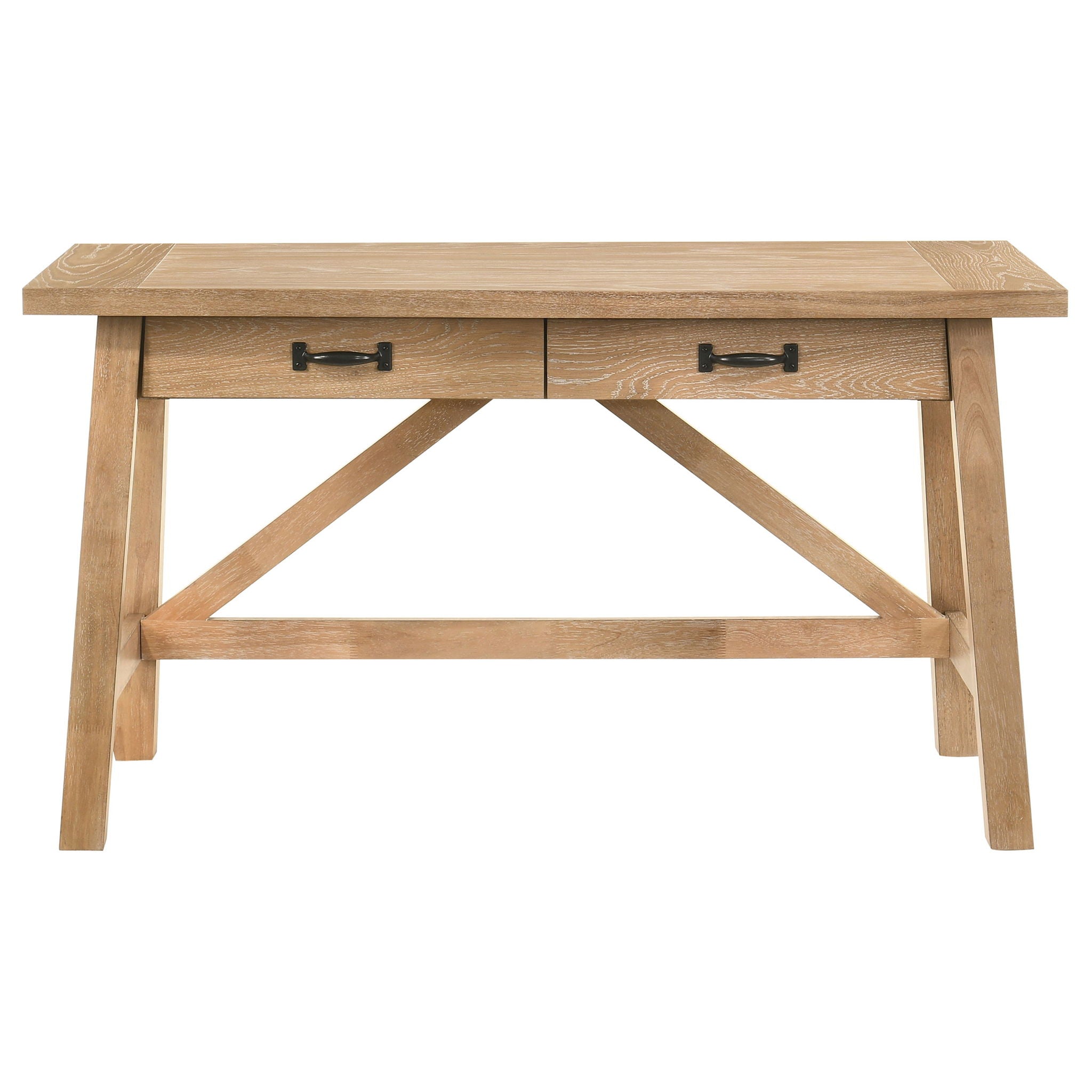 Fabian 54-inch 2-drawer Computer Writing Desk Distressed Light Brown