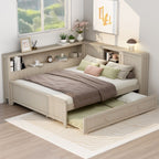 Full Size Daybed With Storage Shelves And Trundle - Ancient White
