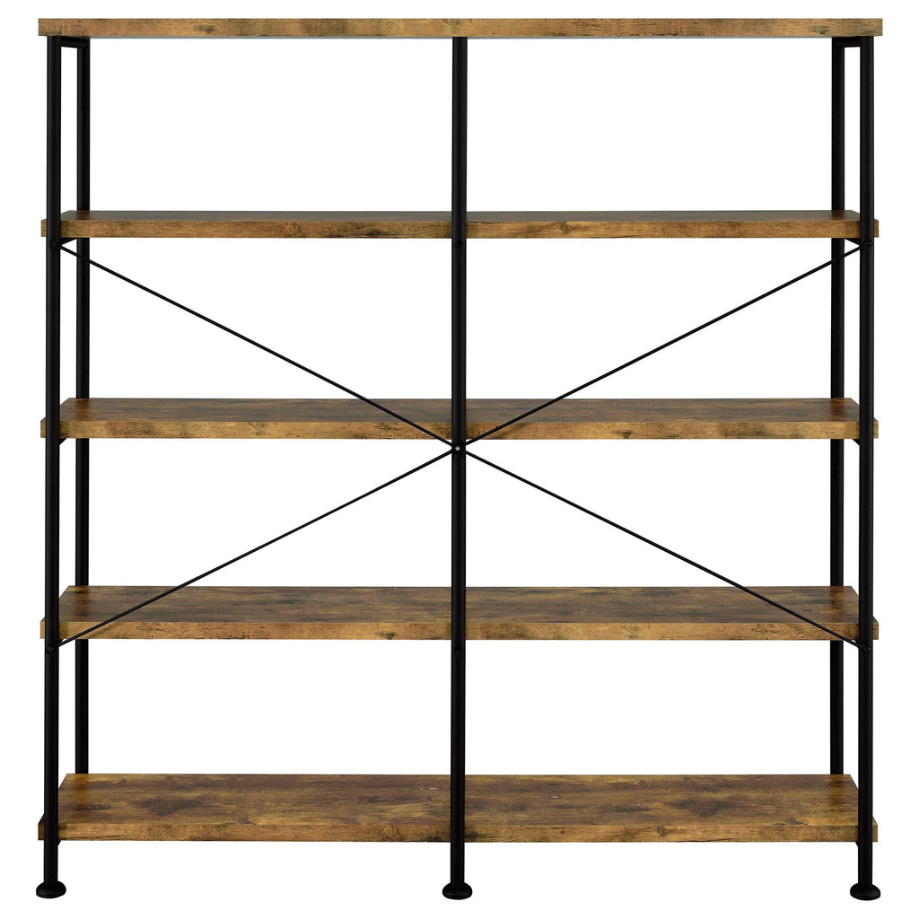 Analiese 63-inch 4-shelf Double Bookshelf Rustic Nutmeg