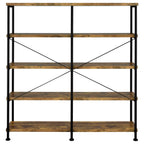 Analiese 63-inch 4-shelf Double Bookshelf Rustic Nutmeg