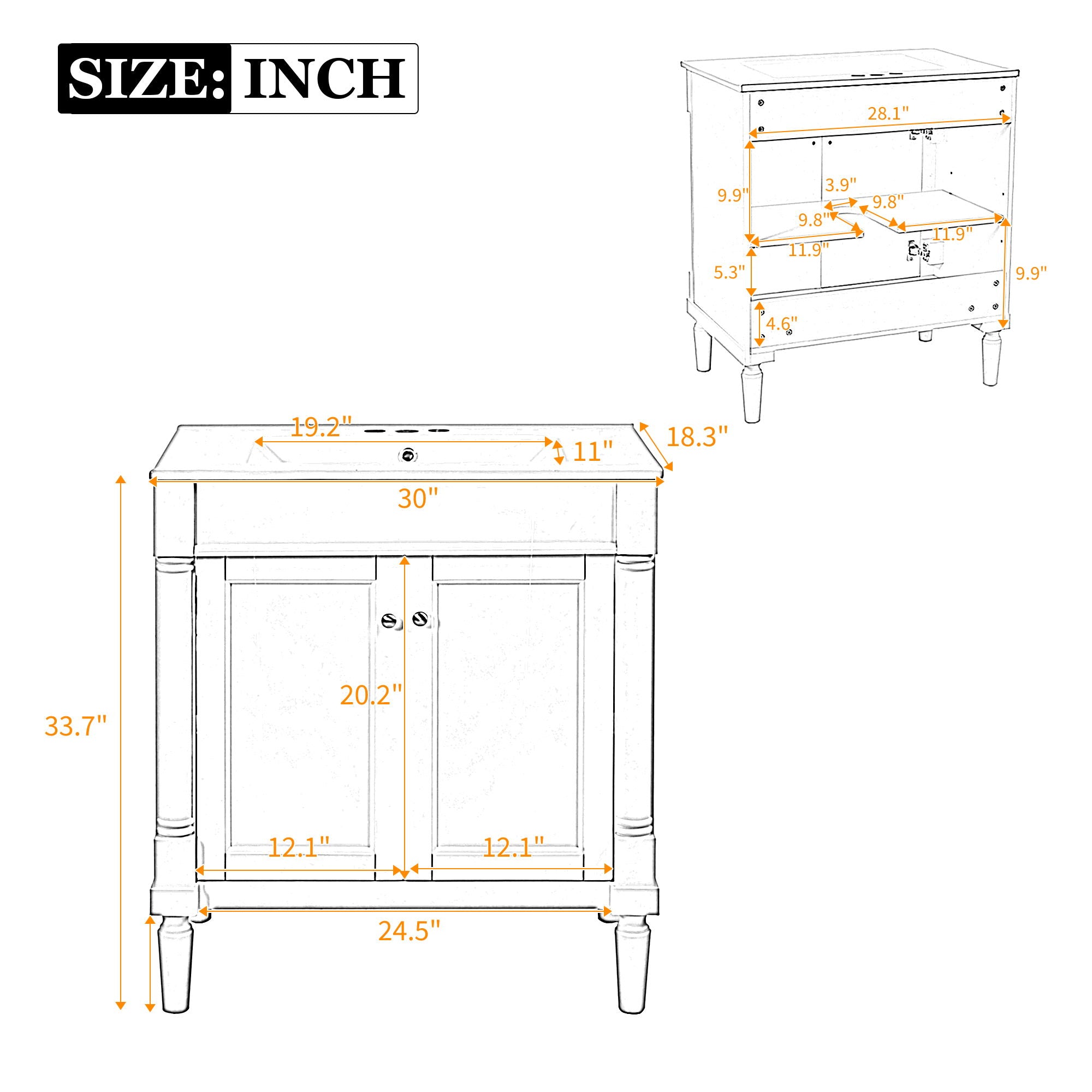 Bathroom Vanity Cabinet With Sink, Soft Close Doors, Storage Cabinet