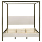 Monroe Upholstered Eastern King Canopy Bed Vanilla