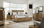 Lindon - Complete Panel Bed With Storage Rails - Belgian Wheat