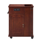 Traditional End Table With Charging Station, Narrow Side Table With USB Ports And Outlets - Red Walnut
