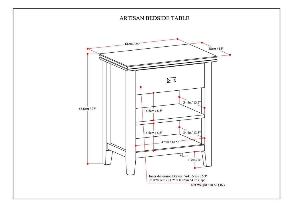 Artisan - Bedside Table - Warm Walnut Brown