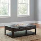 Marcelo Wood Coffee Table with 2 Drawers and Shelf Coffee