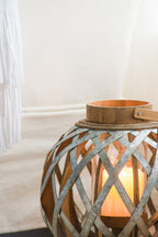 Decorative Lantern With Handle, Wooden Lantern For Indoor Outdoor, Home Garden, Wedding - Silver