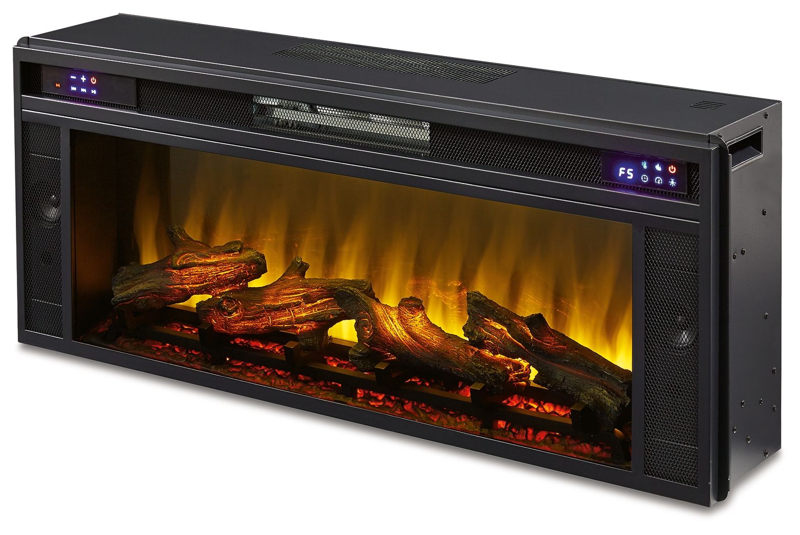Black Rectangular Electric LED Fireplace Insert 43.0"W x 8.5"D x 16.75"H