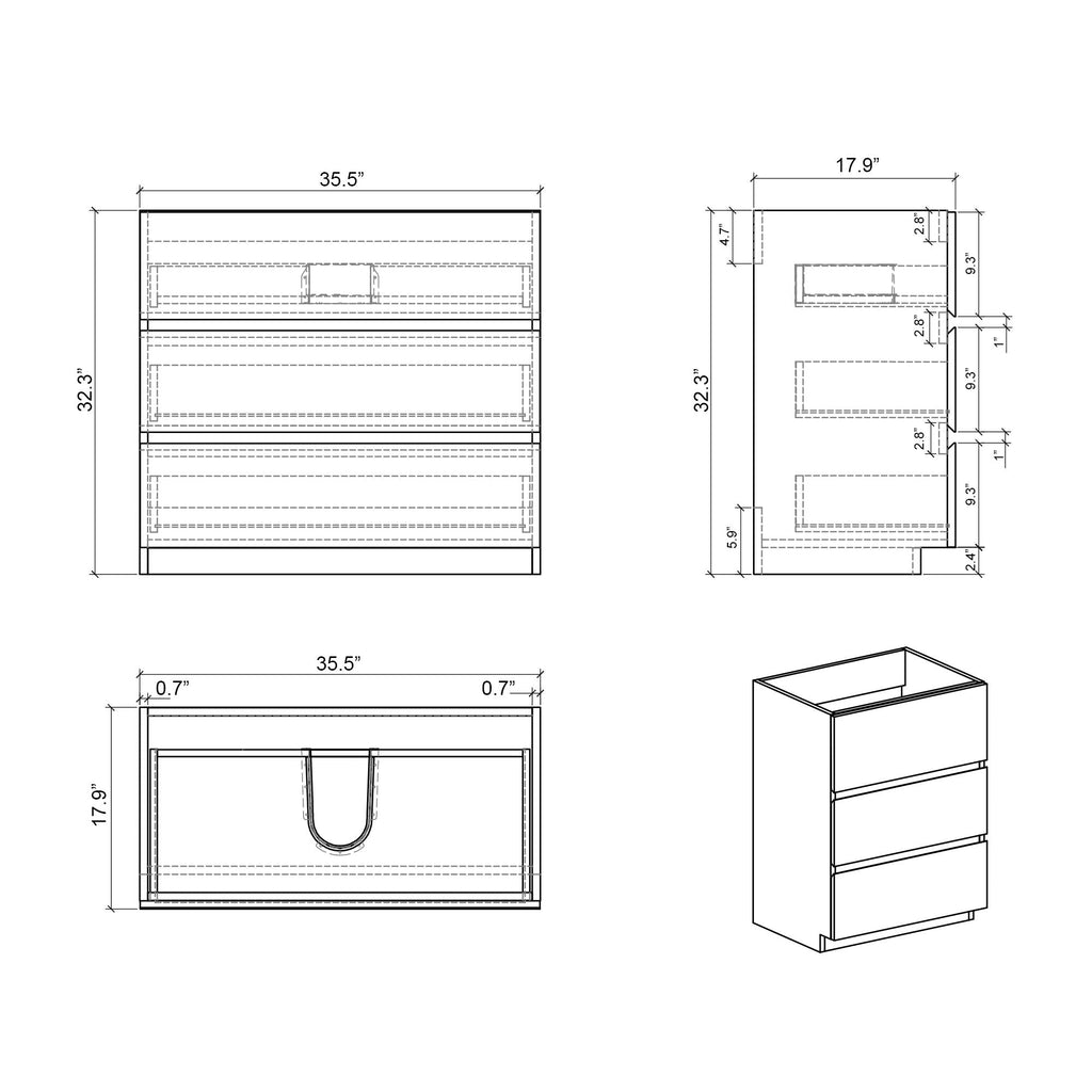 Alice - Bathroom Vanity With Large Storage, Freestanding