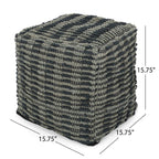 Walle - Fabric Square Pouf Ottoman And Floor Cushion Teal - Blue