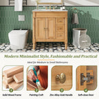 Modern Bathroom Vanity With Ceramic Sink, Soft Close Doors, Adjustable Shelves