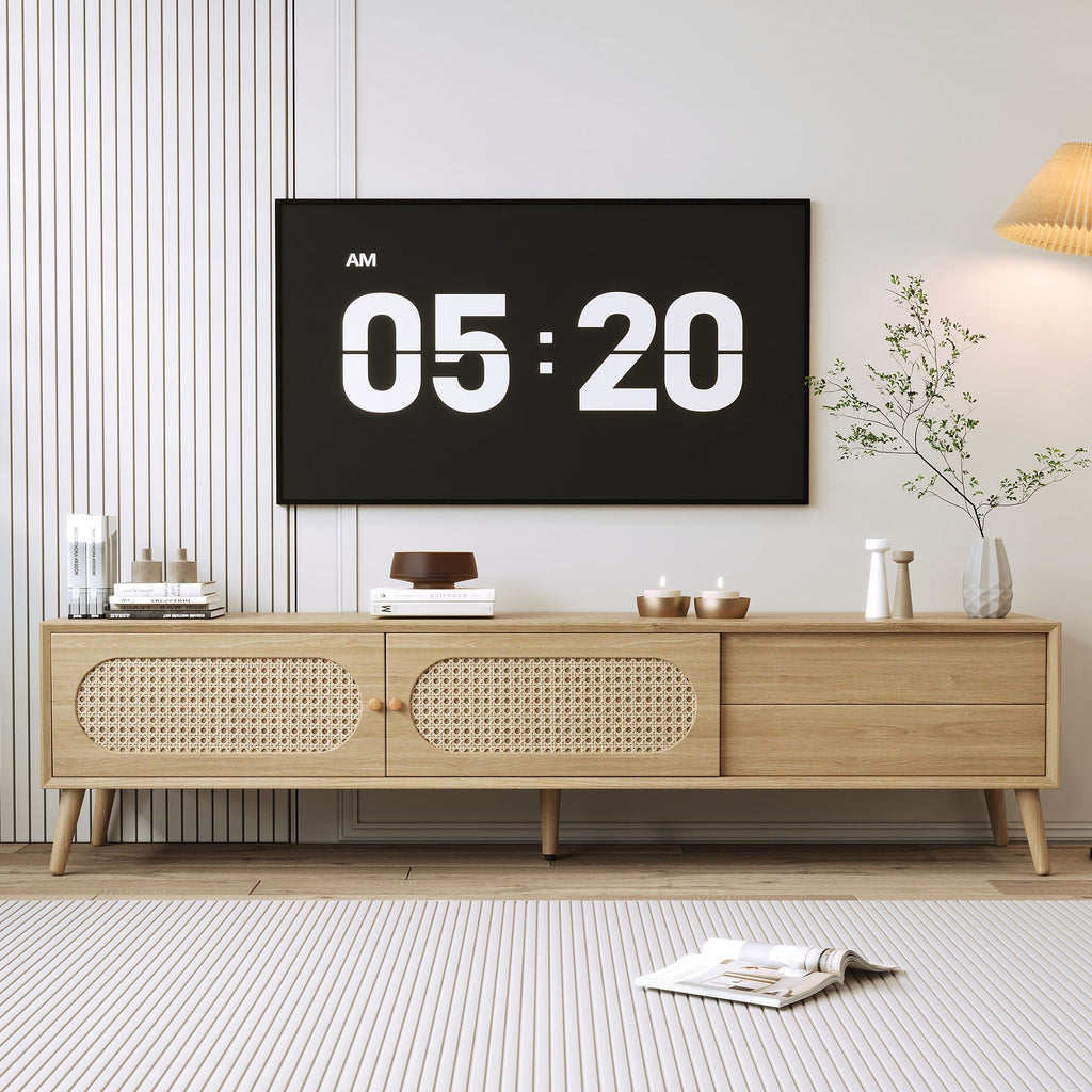 TV Stand For TVs Up To 80", Media Console, Cabinet - Natural