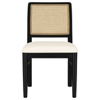 Arini Rattan Cane Dining Side Chair Black (Set of 2)