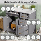 Modern Bathroom Vanity With Ceramic Sink, Soft Close Storage Cabinet