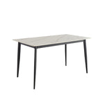 Dining Table Round White Sintered Stone Top Heavy Duty Metal Legs Waterproof Surface For Kitchen Dining Room Or Office Furniture - White / Black