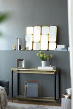 Mirror With en Metal Framed Decorative Rectangle Mirror For Bedroom Dressing Room, Hallway Or Living Spac - Gold