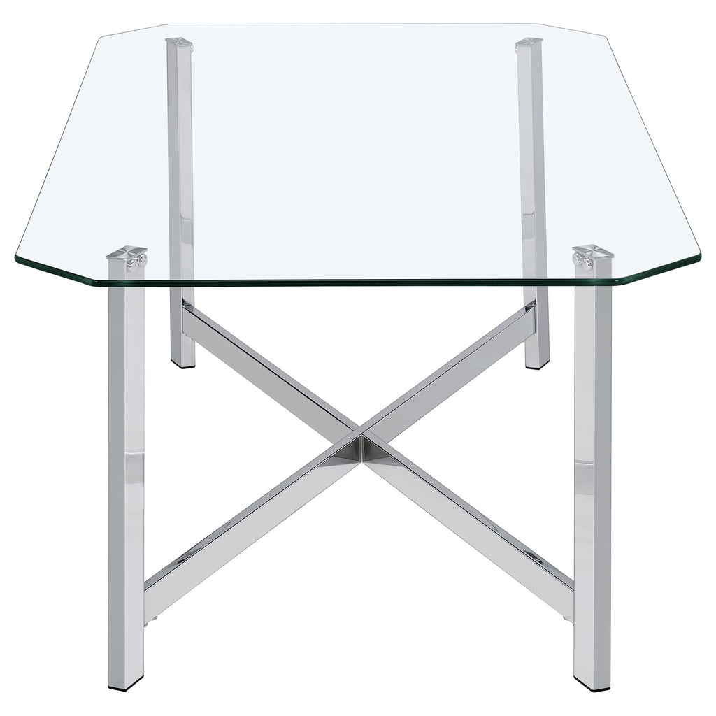 Cronin Rectangular Tempered Glass Top Cocktail Coffee Table Chrome