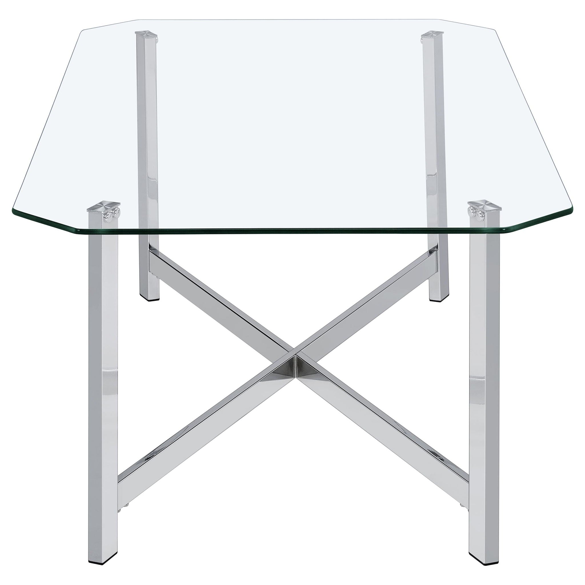 Cronin Rectangular Tempered Glass Top Cocktail Coffee Table Chrome