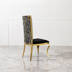 Dining Chair (Set of 2) With Unique Backrest Stainless Steel Legs - Gold