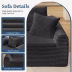 Modular Sectional With Arched Armrests, Includes 3 Back Cushions & 2 Throw Pillows