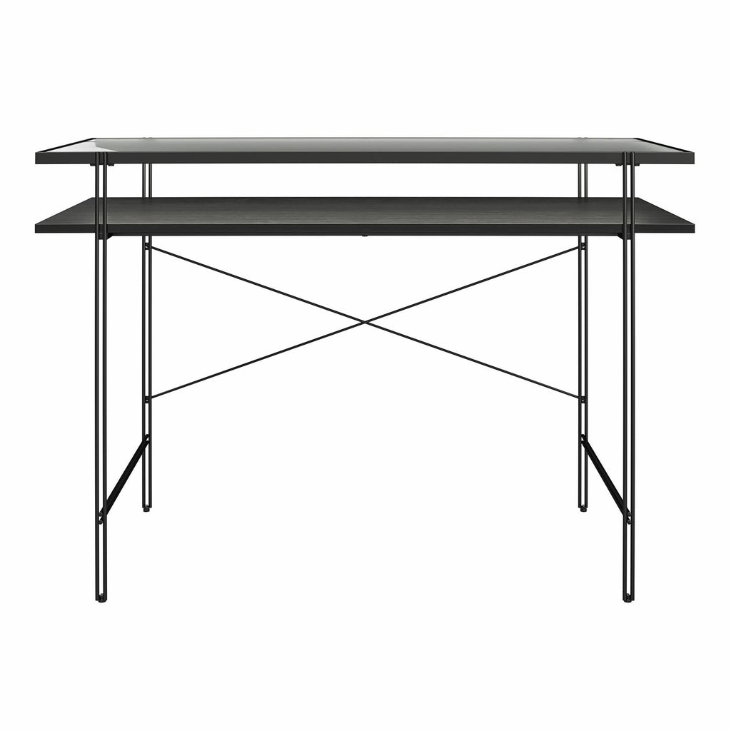 Vance - Computer Desk With Fluted Glass Desktop - Black