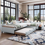 Upholstered Double Daybed With Trundle And Drawer