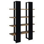 Danbrook 71-inch 4-shelf Bookshelf Black and Aged Walnut