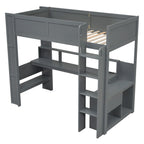 Gaming Loft Bed With Desk, Multi Storage Shelves, LED And Charging Station