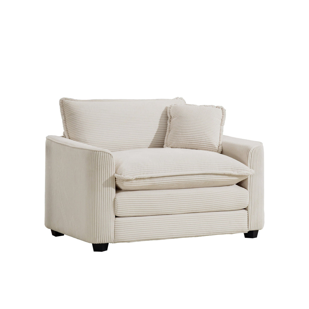 Modern Classic Fabric Single Chair Deep Seat Sofa With Pillow