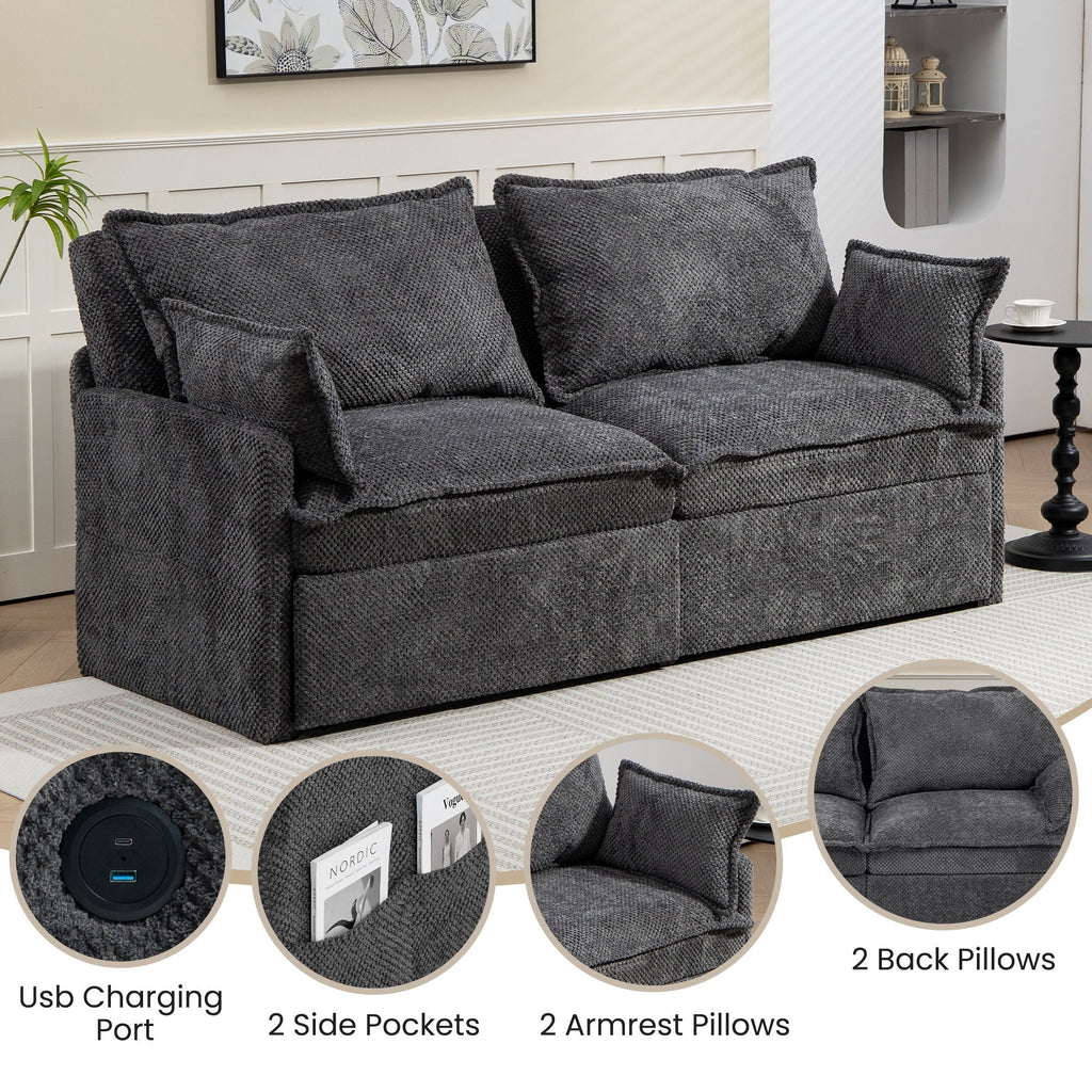 Pull Out Sofa Bed, Convertible Sleeper Sofa Couch, Side Storage, And USB / C - Type Charging Ports Chair