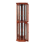 Corner Curio Cabinet With Lights, Adjustable Tempered Glass Shelves, Mirrored Back, Display Cabinet (E26 Light Bulb Not Included)