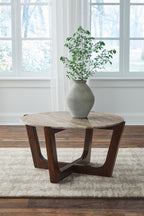 Tanidore - Round Cocktail Table - Warm Brown